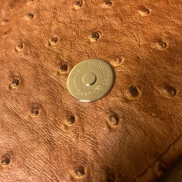 Etui Ostrich Embossed Leather Clutch in Tan - Picture 3 of 10
